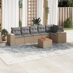 Salon de jardin 7 pcs avec coussins noir résine tressée 480805480805