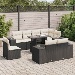 Salon de jardin 11 pcs avec coussins beige résine tressée 480815480815