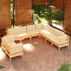 Salon de jardin 11 pcs avec coussins beige résine tressée 480816480816