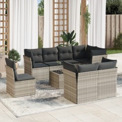 Salon de jardin avec coussins 10 pcs beige résine tressée 480821480821