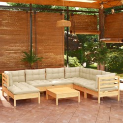 Salon de jardin avec coussins 8 pcs beige résine tressée 480828480828
