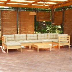 Salon de jardin avec coussins 8 pcs beige résine tressée 480832480832