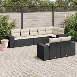 Salon de jardin avec coussins 8 pcs beige résine tressée 480838480838