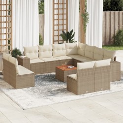 Salon de jardin 10 pcs avec coussins noir résine tressée 480843480843