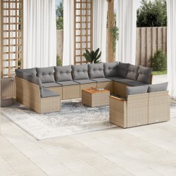 Salon de jardin 12 pcs avec coussins noir résine tressée 480851480851