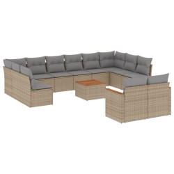 Salon de jardin 12 pcs avec coussins noir résine tressée 480851480851