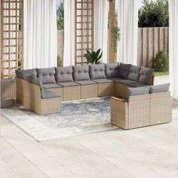 Salon de jardin 10 pcs avec coussins noir résine tressée 480854480854