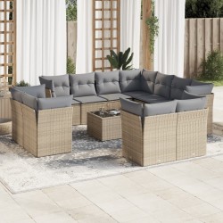 Salon de jardin 10 pcs avec coussins noir résine tressée 480855480855