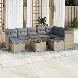 Salon de jardin 11 pcs avec coussins beige résine tressée 480856480856