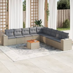 Salon de jardin avec coussins 12 pcs beige résine tressée 480858480858