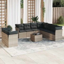 Salon de jardin avec coussins 12 pcs beige résine tressée 480859480859