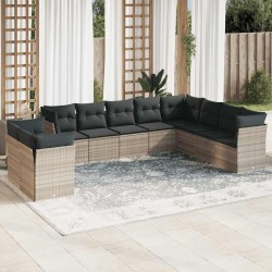 Salon de jardin avec coussins 13 pcs beige résine tressée 480860480860