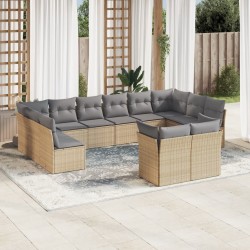 Salon de jardin 10 pcs avec coussins noir résine tressée 480863480863