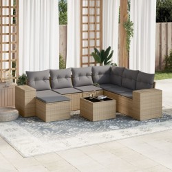 Salon de jardin avec coussins 12 pcs beige résine tressée 480870480870