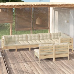 Salon de jardin avec coussins 8 pcs beige résine tressée 480871480871