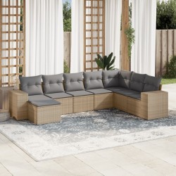 Salon de jardin avec coussins 12 pcs beige résine tressée 480899480899