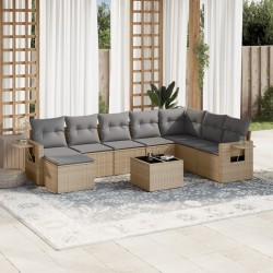 Salon de jardin avec coussins 14 pcs noir résine tressée 480938480938