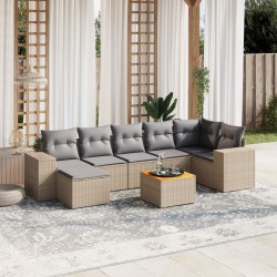 Salon de jardin 11 pcs avec coussins beige résine tressée 480944480944