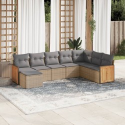 Salon de jardin avec coussins 10 pcs beige résine tressée 480947480947