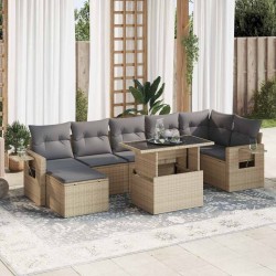 Salon de jardin avec coussins 10 pcs beige résine tressée 480951480951