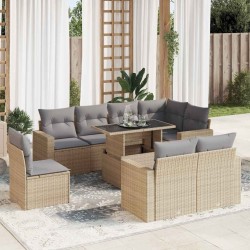 Salon de jardin avec coussins 7 pcs beige résine tressée 480954480954