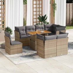 Salon de jardin avec coussins 7 pcs beige résine tressée 480955480955