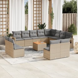 Salon de jardin 11 pcs avec coussins gris clair résine tressée 480960480960