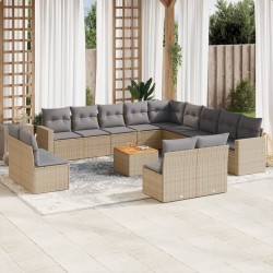 Salon de jardin 8 pcs avec coussins gris clair résine tressée 480961480961