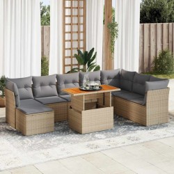 Salon de jardin avec coussins 7 pcs beige résine tressée 480962480962