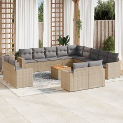 Salon de jardin 9 pcs avec coussins gris clair résine tressée 480963480963