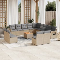 Salon de jardin 9 pcs avec coussins gris clair résine tressée 480964480964