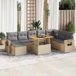Salon de jardin avec coussins 8 pcs beige résine tressée 480972480972