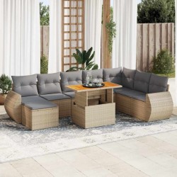 Salon de jardin avec coussins 8 pcs beige résine tressée 480973480973