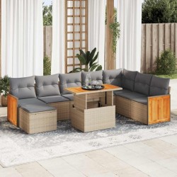 Salon de jardin avec coussins 8 pcs beige résine tressée 480976480976