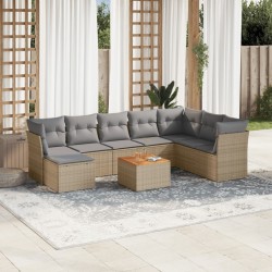 Salon de jardin avec coussins 9 pcs beige résine tressée 480977480977