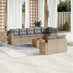 Salon de jardin avec coussins 9 pcs beige résine tressée 480978480978