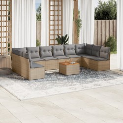 Salon de jardin 11 pcs avec coussins gris clair résine tressée 480982480982