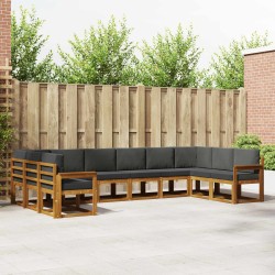 Salon de jardin 11 pcs avec coussins gris résine tressée 481072481072