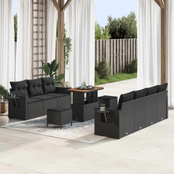 Salon de jardin avec coussins 14 pcs beige résine tressée 481099481099