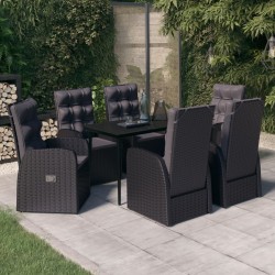 Salon de jardin 11 pcs avec coussins noir résine tressée 481117481117