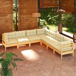 Salon de jardin avec coussins 7 pcs beige résine tressée 481136481136