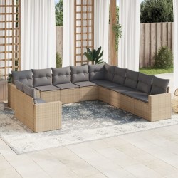 Salon de jardin avec coussins 8 pcs beige résine tressée 481183481183