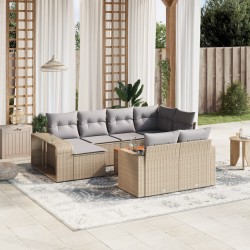 Salon de jardin avec coussins 9 pcs beige résine tressée 481199481199