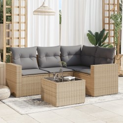 Salon de jardin 10 pcs avec coussins marron résine tressée 481202481202