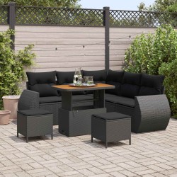 Salon de jardin avec coussins 7 pcs gris clair résine tressée 481439481439