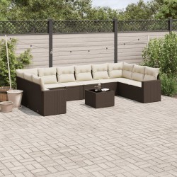 Salon de jardin 11 pcs avec coussins gris clair résine tressée 481452481452