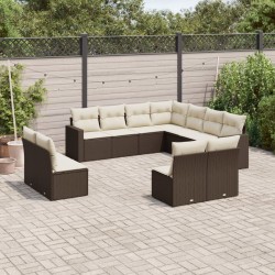 Salon de jardin 11 pcs avec coussins gris clair résine tressée 481456481456
