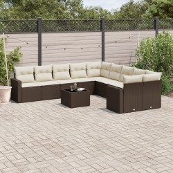 Salon de jardin 12 pcs avec coussins noir résine tressée 481459481459