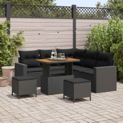 Salon de jardin avec coussins 7 pcs gris clair résine tressée 481464481464