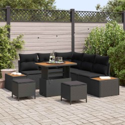 Salon de jardin avec coussins 7 pcs gris clair résine tressée 481465481465
